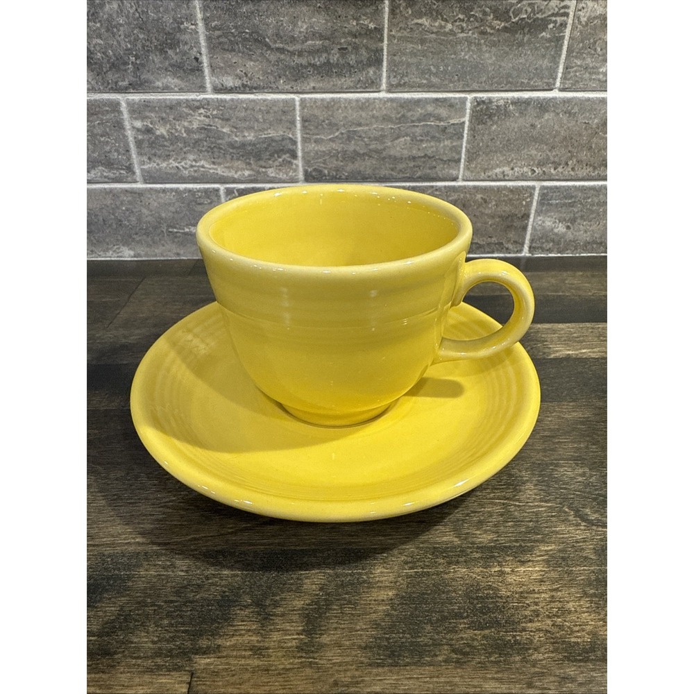 Fiestaware Fiesta Sunflower Yellow Cup and Saucer Set Homer Laughlin